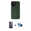 MARSİLYAN™- iPhone 12 Pro Max Kılıf Çekirdek Yansıma - Siyah 3D Antistatik Cam Ekran Koruyucu + Neon Fosforlu Kamera Lens - BZ