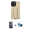 MARSİLYAN™- iPhone 12 Pro Max Kılıf Çekirdek Yansıma - Siyah 3D Antistatik Cam Ekran Koruyucu + Neon Fosforlu Kamera Lens - BZ