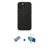 MARSİLYAN™- iPhone 12 Pro Max Kılıf Çekirdek Yansıma - Siyah 3D Antistatik Cam Ekran Koruyucu + Shine Kamera Lens Koruma Cam - GI