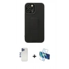 MARSİLYAN™- iPhone 12 Pro Max Kılıf Çekirdek Yansıma - Siyah 3D Antistatik Cam Ekran Koruyucu + Shine Kamera Lens - LT