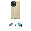 MARSİLYAN™- iPhone 12 Pro Max Kılıf Çekirdek Yansıma - Siyah 3D Antistatik Cam Ekran Koruyucu + Metal Kamera Lens Koruma Cam - GD