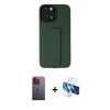 MARSİLYAN™- iPhone 12 Pro Max Kılıf Çekirdek Yansıma - Siyah 3D Antistatik Cam Ekran Koruyucu + Neon Fosforlu Kamera Lens - TU