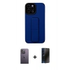 MARSİLYAN™- iPhone 12 Pro Max Kılıf Çekirdek Yansıma - Siyah 3D Antistatik Hayalet Cam Ekran Koruyucu + Neon Fosforlu Kamera Lens - BZ