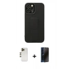 MARSİLYAN™- iPhone 12 Pro Max Kılıf Çekirdek Yansıma - Siyah 3D Antistatik Hayalet Cam Ekran Koruyucu + Shine Kamera Lens - GD