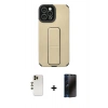 MARSİLYAN™- iPhone 12 Pro Max Kılıf Çekirdek Yansıma - Siyah 3D Antistatik Hayalet Cam Ekran Koruyucu + Shine Kamera Lens - GD