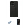 MARSİLYAN™- iPhone 12 Pro Max Kılıf Çekirdek Yansıma - Siyah 3D Antistatik Hayalet Cam Ekran Koruyucu + Shine Kamera Lens Koruma Cam - MI