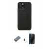 MARSİLYAN™- iPhone 12 Pro Max Kılıf Çekirdek Yansıma - Siyah 3D Antistatik Hayalet Cam Ekran Koruyucu + Metal Kamera Lens Koruma Cam - KI