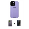 MARSİLYAN™- iPhone 12 Pro Max Kılıf Çekirdek Yansıma - Siyah 3D Antistatik Hayalet Cam Ekran Koruyucu + Neon Fosforlu Kamera Lens - YL