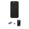 MARSİLYAN™- iPhone 12 Pro Max Kılıf Çekirdek Yansıma - Siyah 3D Antistatik Hayalet Cam Ekran Koruyucu + Renkli Kamera Lens Koruma Cam - MI