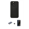 MARSİLYAN™- iPhone 12 Pro Max Kılıf Çekirdek Yansıma - Siyah 3D Antistatik Hayalet Cam Ekran Koruyucu + Renkli Kamera Lens Koruma Cam - SI