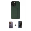 MARSİLYAN™- iPhone 12 Pro Max Kılıf Çekirdek Yansıma - Siyah 3D Antistatik Hayalet Cam Ekran Koruyucu + Neon Fosforlu Kamera Lens - SI