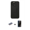 MARSİLYAN™- iPhone 12 Pro Max Kılıf Çekirdek Yansıma - Siyah 3D Antistatik Hayalet Cam Ekran Koruyucu + Turuncu Renkli Kamera Lens Koruma Cam