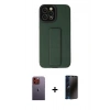 MARSİLYAN™- iPhone 12 Pro Max Kılıf Çekirdek Yansıma - Siyah 3D Antistatik Hayalet Cam Ekran Koruyucu + Neon Fosforlu Kamera Lens - TU