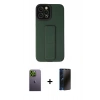 MARSİLYAN™- iPhone 12 Pro Max Kılıf Çekirdek Yansıma - Siyah 3D Antistatik Hayalet Cam Ekran Koruyucu + Neon Fosforlu Kamera Lens - YL