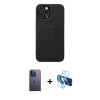 MARSİLYAN™- iPhone 12 Pro Max Kılıf Çekirdek Yansıma - Siyah 3D Antistatik Seramik Nano Ekran Koruyucu + Neon Fosforlu Kamera Lens - MI