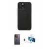 MARSİLYAN™- iPhone 12 Pro Max Kılıf Çekirdek Yansıma - Siyah 3D Antistatik Seramik Nano Ekran Koruyucu + Neon Fosforlu Kamera Lens - SI
