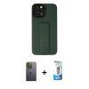 MARSİLYAN™- iPhone 12 Pro Max Kılıf Çekirdek Yansıma - Siyah 5D Eko Cam Ekran Koruyucu + Neon Fosforlu Kamera Lens - YL