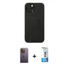 MARSİLYAN™- iPhone 12 Pro Max Kılıf Çekirdek Yansıma - Siyah 5D Eko Cam Ekran Koruyucu + Neon Fosforlu Kamera Lens - SI