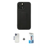 MARSİLYAN™- iPhone 12 Pro Max Kılıf Çekirdek Yansıma - Siyah 5D Eko Cam Ekran Koruyucu + Shine Kamera Lens - LT