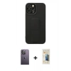 MARSİLYAN™- iPhone 12 Pro Max Kılıf Çekirdek Yansıma - Siyah 6D Mat Seramik Hayalet Nano Ekran Koruyucu + Neon Fosforlu Kamera Lens - BZ