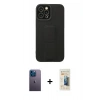 MARSİLYAN™- iPhone 12 Pro Max Kılıf Çekirdek Yansıma - Siyah 6D Mat Seramik Hayalet Nano Ekran Koruyucu + Neon Fosforlu Kamera Lens - MI