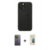 MARSİLYAN™- iPhone 12 Pro Max Kılıf Çekirdek Yansıma - Siyah 6D Mat Seramik Hayalet Nano Ekran Koruyucu + Neon Fosforlu Kamera Lens - YL