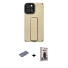 MARSİLYAN™- iPhone 12 Pro Max Kılıf Çekirdek Yansıma - Siyah Bilvis Hayalet Cam Ekran Koruyucu + Mavi Renkli Kamera Lens Koruma Cam