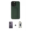 MARSİLYAN™- iPhone 12 Pro Max Kılıf Çekirdek Yansıma - Siyah Bilvis Hayalet Cam Ekran Koruyucu + Neon Fosforlu Kamera Lens - BZ
