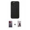 MARSİLYAN™- iPhone 12 Pro Max Kılıf Çekirdek Yansıma - Siyah Bilvis Hayalet Cam Ekran Koruyucu + Neon Fosforlu Kamera Lens - TU