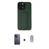 MARSİLYAN™- iPhone 12 Pro Max Kılıf Çekirdek Yansıma - Siyah Joko Magic 5D Cam + Mavi Neon Fosforlu Kamera Lens