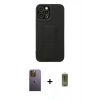 MARSİLYAN™- iPhone 12 Pro Max Kılıf Çekirdek Yansıma - Siyah Joko Magic 5D Hayalet Cam + Neon Fosforlu Kamera Lens - SI