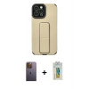 MARSİLYAN™- iPhone 12 Pro Max Kılıf Çekirdek Yansıma - Siyah Polymer Nano Ekran Koruyucu + Neon Fosforlu Kamera Lens - SI