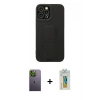 MARSİLYAN™- iPhone 12 Pro Max Kılıf Çekirdek Yansıma - Siyah Polymer Nano Ekran Koruyucu + Neon Fosforlu Kamera Lens - YL