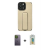 MARSİLYAN™- iPhone 12 Pro Max Kılıf Çekirdek Yansıma - Siyah Polymer Nano Ekran Koruyucu + Neon Fosforlu Kamera Lens - YL