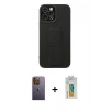 MARSİLYAN™- iPhone 12 Pro Max Kılıf Çekirdek Yansıma - Siyah Polymer Nano Ekran Koruyucu + Neon Fosforlu Kamera Lens - SI