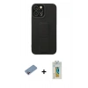 MARSİLYAN™- iPhone 12 Pro Max Kılıf Çekirdek Yansıma - Siyah Polymer Nano Ekran Koruyucu + Pembe Shine Kamera Lens Koruma Cam