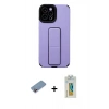 MARSİLYAN™- iPhone 12 Pro Max Kılıf Çekirdek Yansıma - Siyah Polymer Nano Ekran Koruyucu + Pembe Shine Kamera Lens Koruma Cam