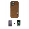 MARSİLYAN™- iPhone 12 Pro Max Kılıf Doruk Asil Koleksiyonu - Şeffaf 360 Full Body Arka Koruyucu + Neon Fosforlu Kamera Lens - BZ