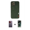 MARSİLYAN™- iPhone 12 Pro Max Kılıf Doruk Asil Koleksiyonu - Şeffaf 360 Full Body Arka Koruyucu + Neon Fosforlu Kamera Lens - TU