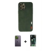 MARSİLYAN™- iPhone 12 Pro Max Kılıf Doruk Asil Koleksiyonu - Şeffaf 360 Full Body Arka Koruyucu + Neon Fosforlu Kamera Lens - YL