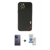 MARSİLYAN™- iPhone 12 Pro Max Kılıf Doruk Asil Koleksiyonu - Şeffaf Royal Nano Ekran Koruyucu + Neon Fosforlu Kamera Lens - MI