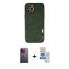 MARSİLYAN™- iPhone 12 Pro Max Kılıf Doruk Asil Koleksiyonu - Şeffaf Royal Nano Ekran Koruyucu + Neon Fosforlu Kamera Lens - TU
