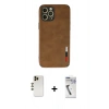 MARSİLYAN™- iPhone 12 Pro Max Kılıf Doruk Asil Koleksiyonu - Şeffaf Uv Polymer Nano Ekran Koruyucu + Gold Shine Kamera Lens