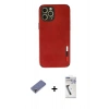 MARSİLYAN™- iPhone 12 Pro Max Kılıf Doruk Asil Koleksiyonu - Şeffaf Uv Polymer Nano Ekran Koruyucu + Metal Kamera Lens Koruma Cam - GD