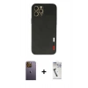 MARSİLYAN™- iPhone 12 Pro Max Kılıf Doruk Asil Koleksiyonu - Şeffaf Uv Polymer Nano Ekran Koruyucu + Neon Fosforlu Kamera Lens - SI
