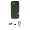 MARSİLYAN™- iPhone 12 Pro Max Kılıf Doruk Asil Koleksiyonu - Şeffaf Uv Polymer Nano Ekran Koruyucu + Renkli Kamera Lens Koruma Cam - TU