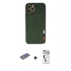 MARSİLYAN™- iPhone 12 Pro Max Kılıf Doruk Asil Koleksiyonu - Şeffaf Uv Polymer Nano Ekran Koruyucu + Renkli Kamera Lens Koruma Cam - YL