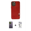 MARSİLYAN™- iPhone 12 Pro Max Kılıf Doruk Asil Koleksiyonu - Şeffaf Uv Polymer Nano Ekran Koruyucu + Yeşil Neon Fosforlu Kamera Lens