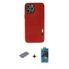 MARSİLYAN™- iPhone 12 Pro Max Kılıf Doruk Asil Koleksiyonu - Siyah 18D Cam Ekran Koruyucu + Renkli Kamera Lens Koruma Cam - PE