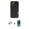MARSİLYAN™- iPhone 12 Pro Max Kılıf Doruk Asil Koleksiyonu - Siyah 18D Cam Ekran Koruyucu + Shine Kamera Lens Koruma Cam - MI